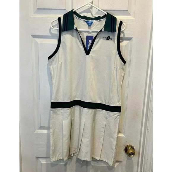 Prince Dresses & Skirts - NWT Prince Pickleball‎ Dress Women’s XL Cream Green Pleated Athletic Collared